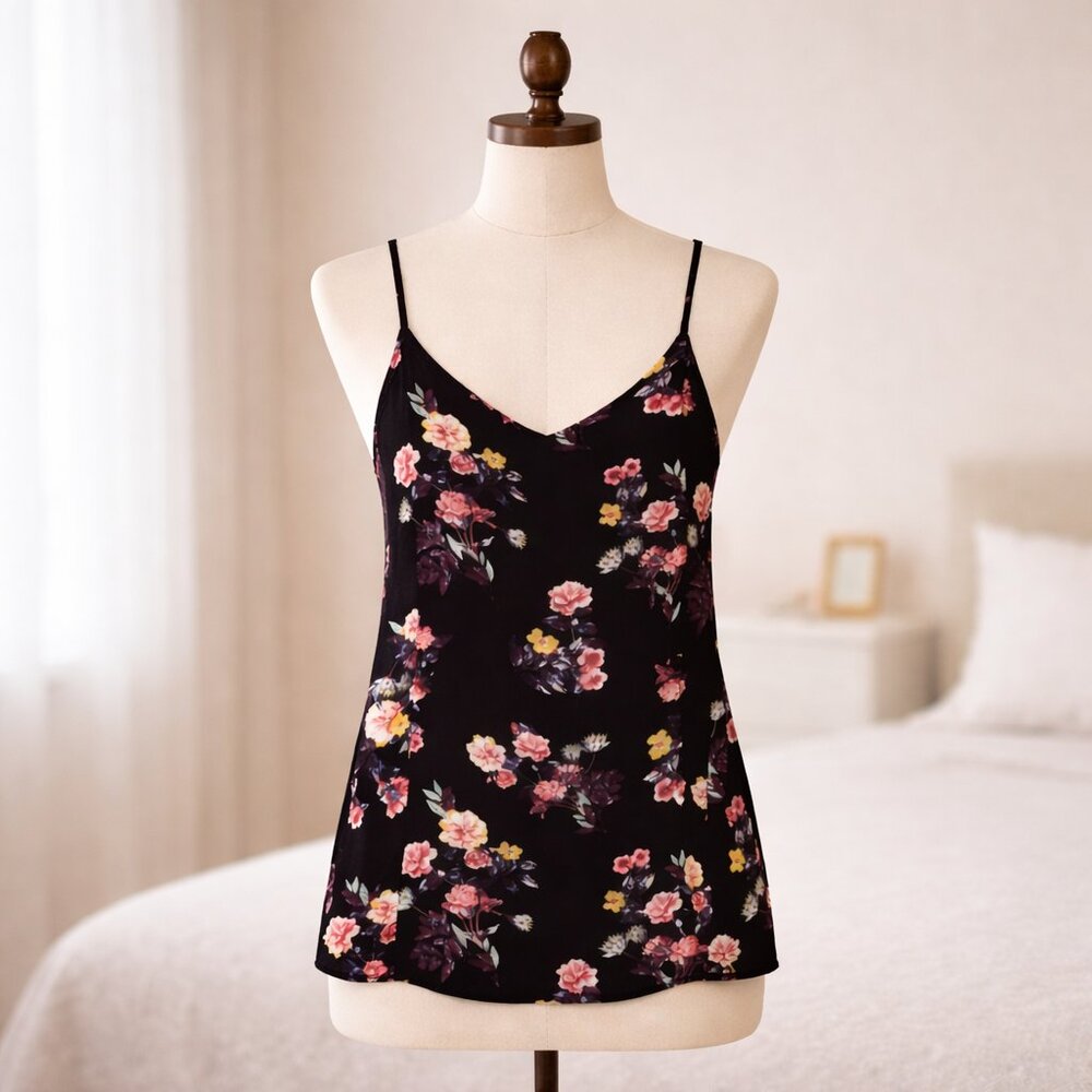 Pink Republic Black Floral Cami Top Size XS